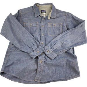 Patagonia 100% Organic Cotton Long Sleeve Shirt Size S Chambray Workwear